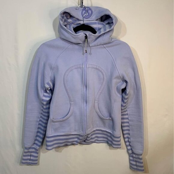 LULULEMON scuba hoodie. Size 8. Purple. Embroidered quote in hood. New condition - Picture 8 of 8